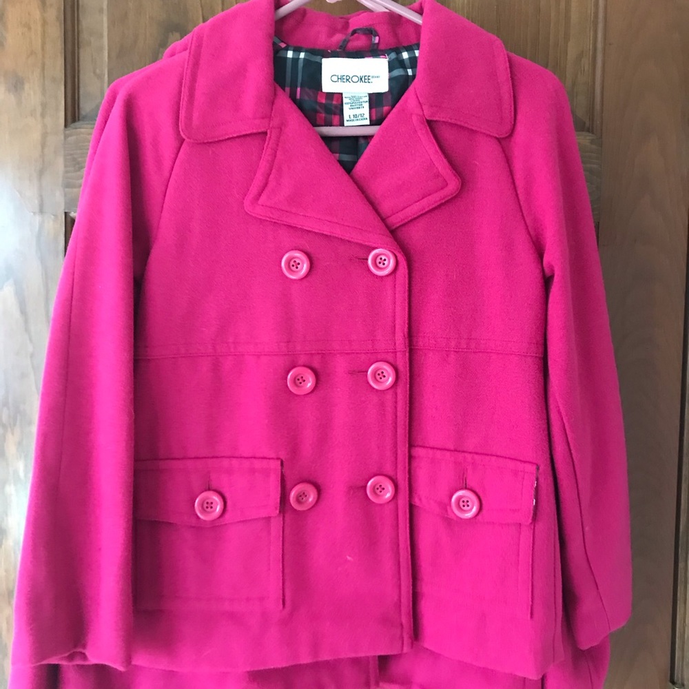 Cherokee Girls Pink Pea Coat with Buttons